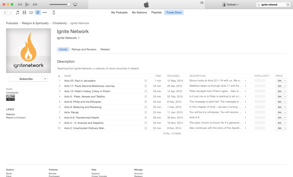 ignite network podcast in itunes